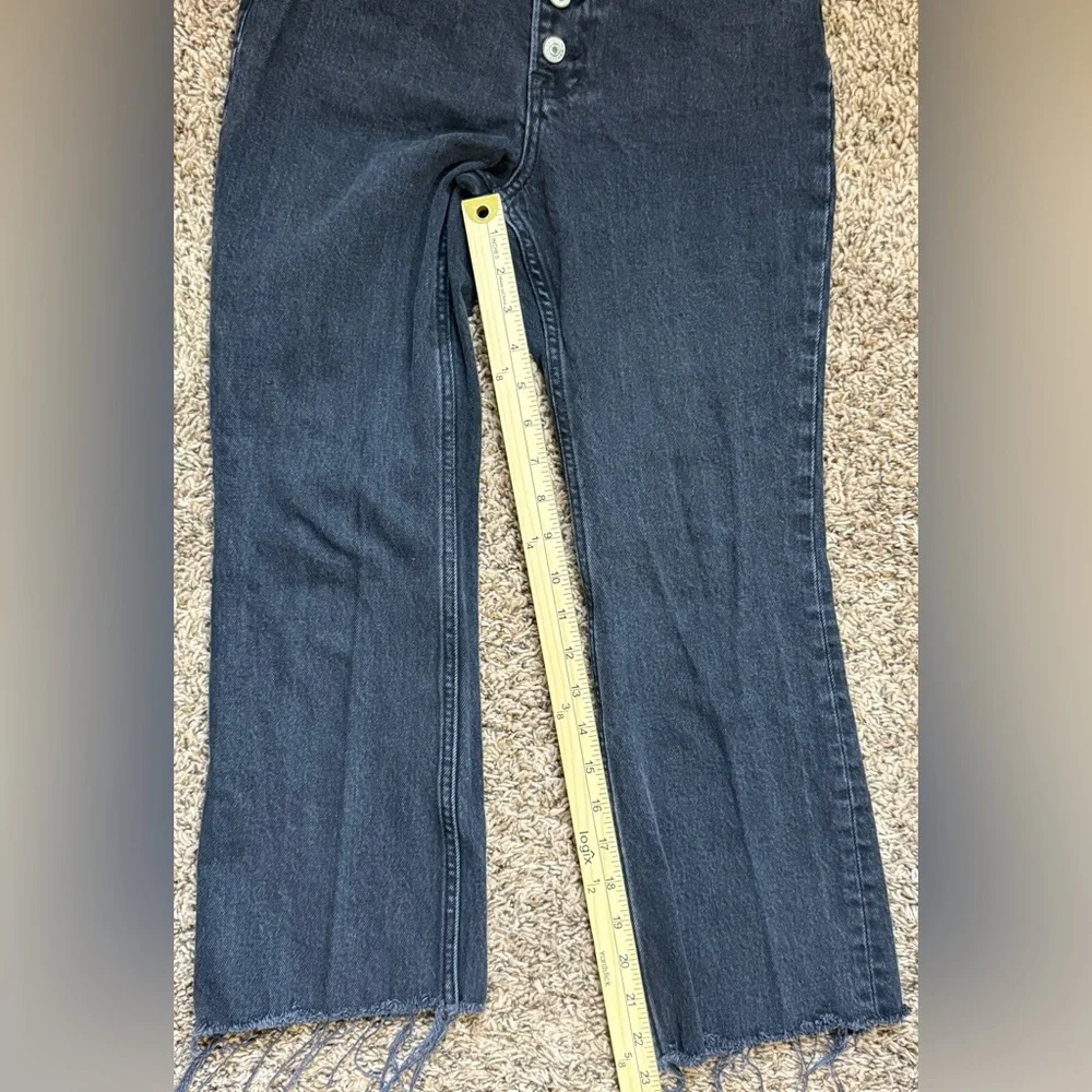 Abercrombie & Fitch The Kick Flare Ultra High Rise Jean Black Button Fly  25/0 S - Picture 5 of 6